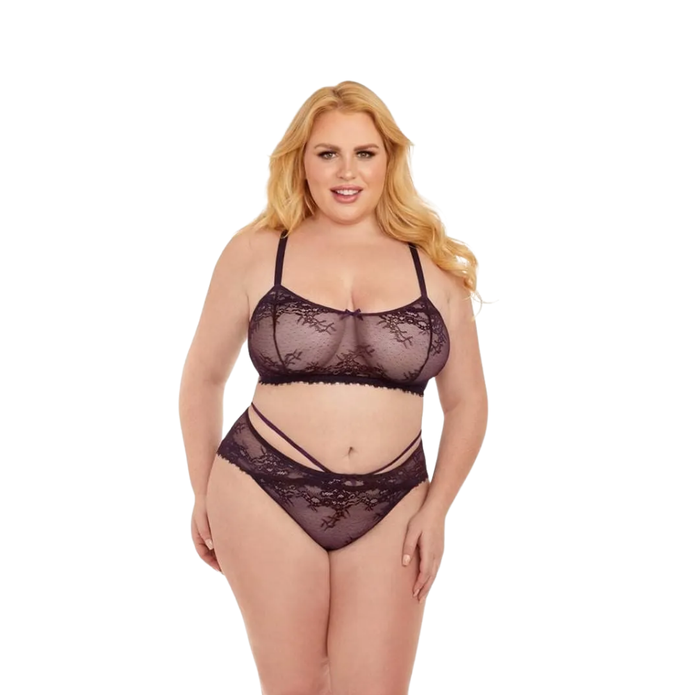 Mesh Bralette w/ Strappy Boyshort